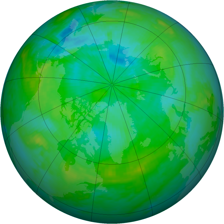 Arctic ozone map for 22 August 1985